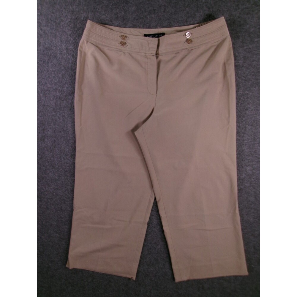 Larry Levine Pants Women 14 Beige Office Classic Business Casual Work Capri